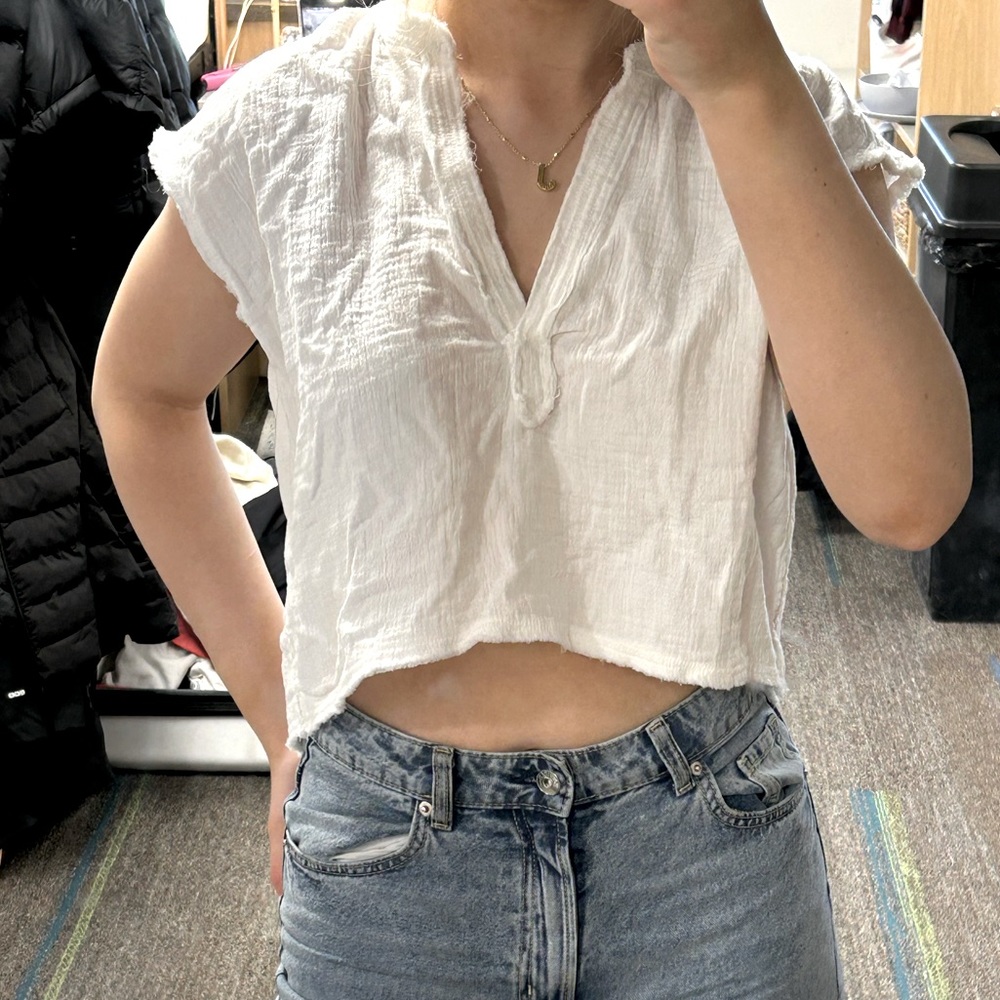 Aerie white linen top